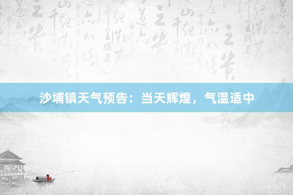 沙埔镇天气预告：当天辉煌，气温适中