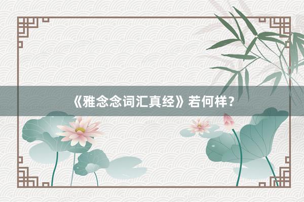 《雅念念词汇真经》若何样？